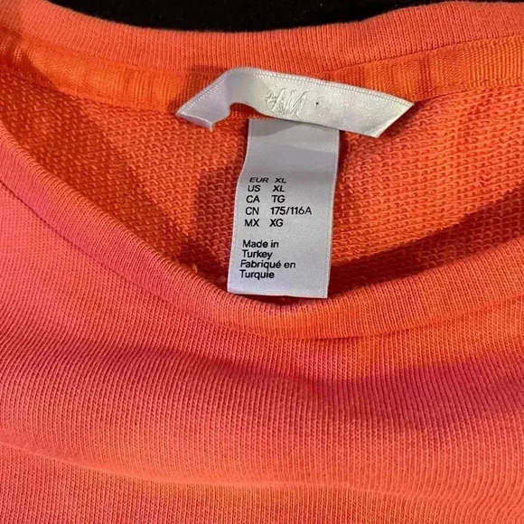 H & M orange French Terry top with balloon sleeves size XL EUC - Picture 8 of 14